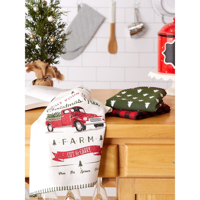 DII Asst Christmas Truck Dishtowels Set/3