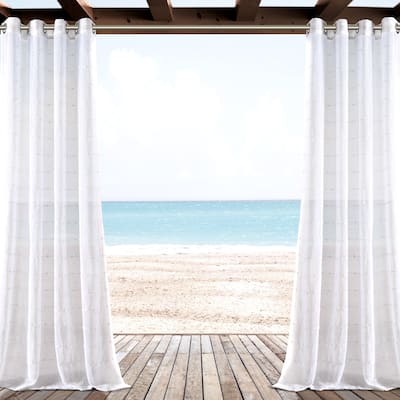 Lush Decor Farmhouse Textured Grommet Sheer Indoor/Outdoor Window Curtain Single Panel - 84" x 50"