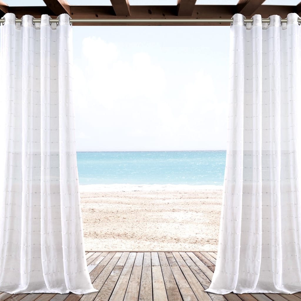 Lush Decor Farmhouse Textured Grommet Sheer Indoor/Outdoor Window Curtain Single Panel - 84" x 50"