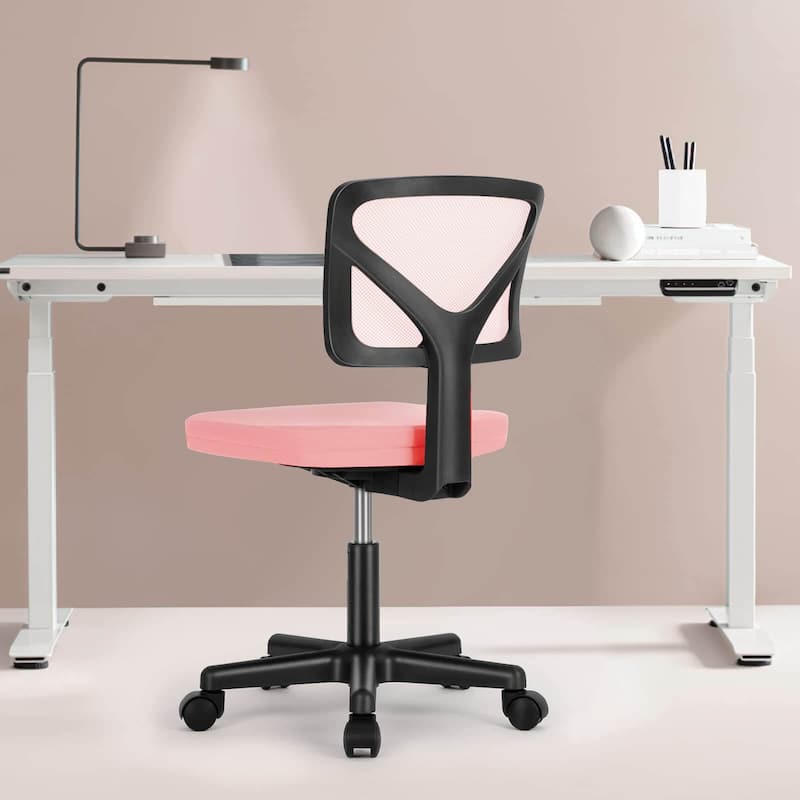 Child Armless Mesh Office Chair, Office Computer Desk Chair, Rolling Work Swivel Chairs for Home, Study, Student, Adults