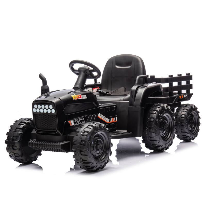 Ride on Tractor,Trailer,24VBattery Powered Electric Toy,200w*2motor 1.86-4.97MPH,Remote Control,3 speed adjustable,LED,safe belt