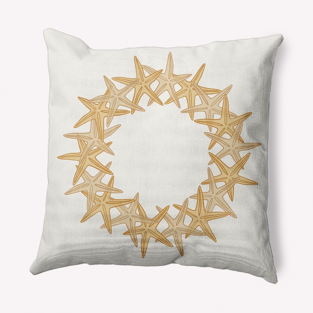 Starfish Wreath Soft Spun Polyester Indoor/Outdoor Throw Pillow