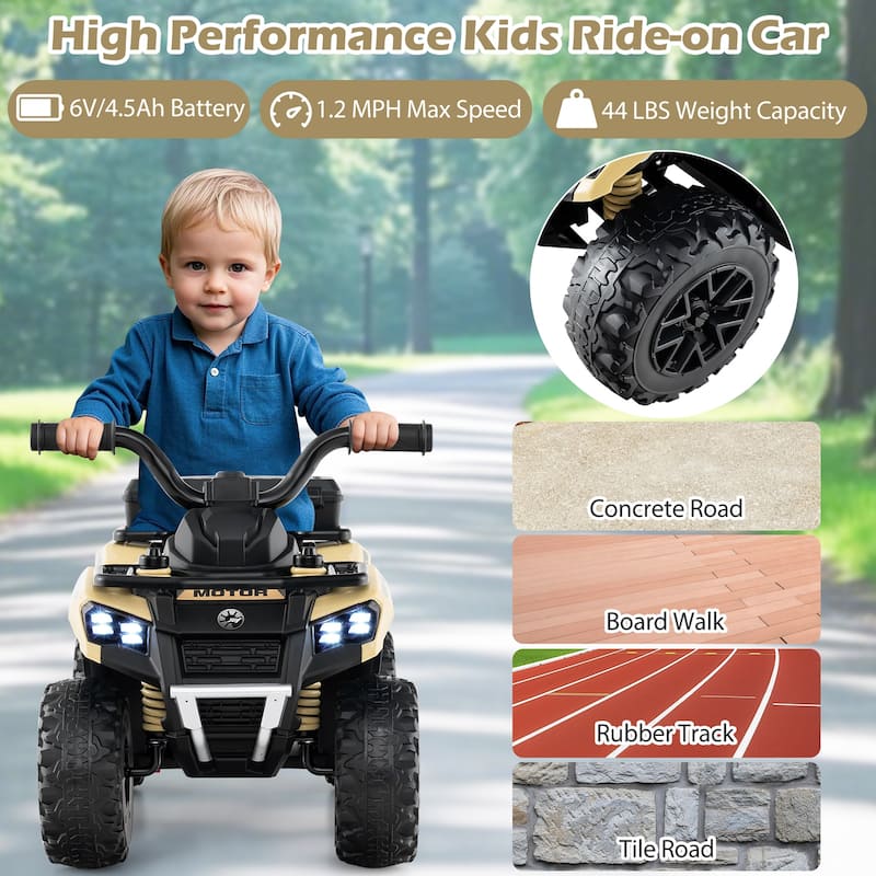 6V Kids Ride On ATV with Spray Function and Storage Box with Music - 27" x 16" x 17" (L x W x H)