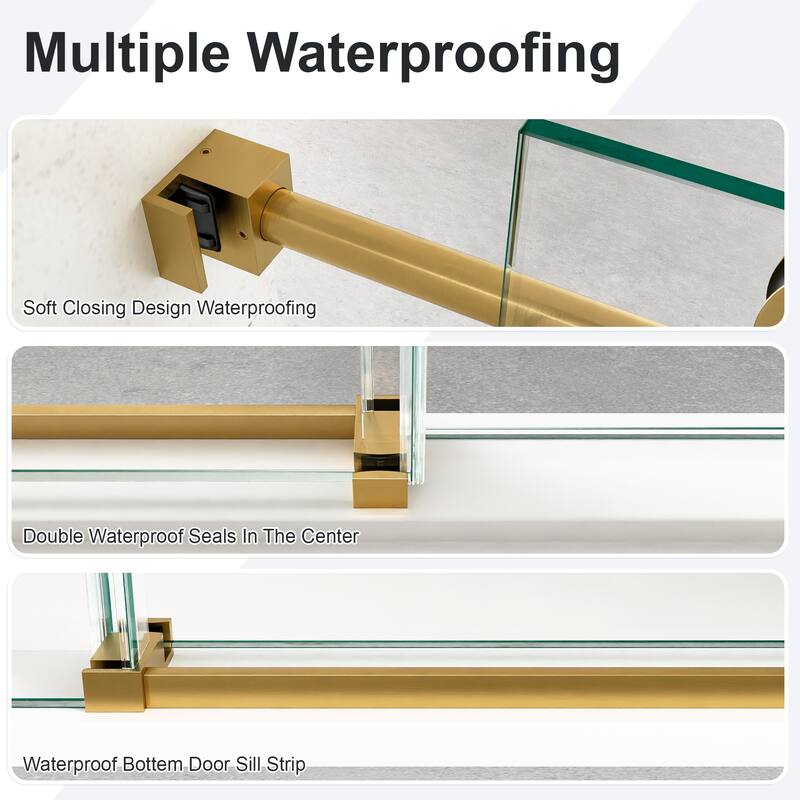 56"-60"W x 72"H Frameless Single Sliding Shower Door - 5/16" (8mm) Clear Tempered Glass