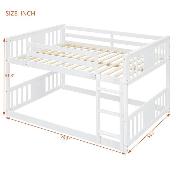 dimension image slide 0 of 2, Full Over Full Bunk Bed with Ladder and Gray Solid Wood, 300lb Capacity, Space-Saving Design