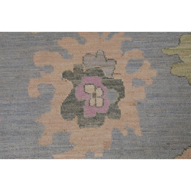 Hand Knotted Oriental 100% Wool Carpet Transitional All-Over Navy Blue & Blues Oushak Area Rug - 13' 7'' X 10' 0''