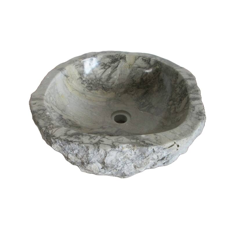 Eden Bath Rustic Grigio Marble Sink with Rough Exterior