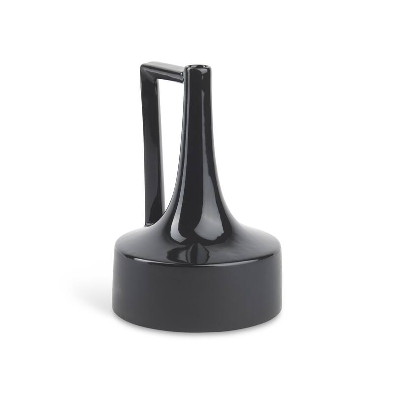 10" Black Ceramic Jug Vase - 6.89