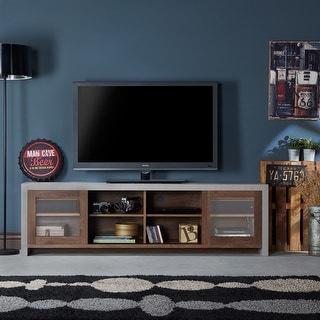 Furniture of America Haylin Industrial Cement-like Storage TV Stand