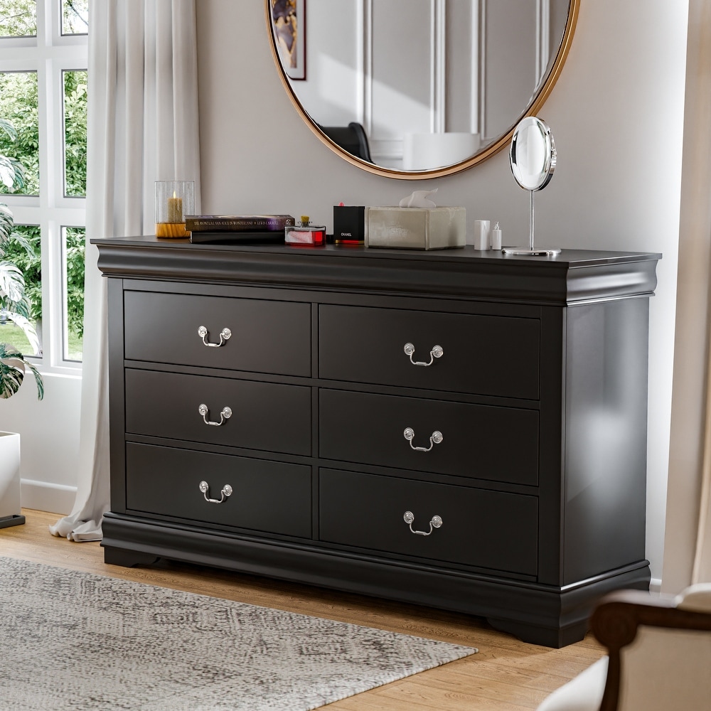 assembled black dresser Mid-Century Fluted 3-Drawer Dressers Black Oak (Set of 2)