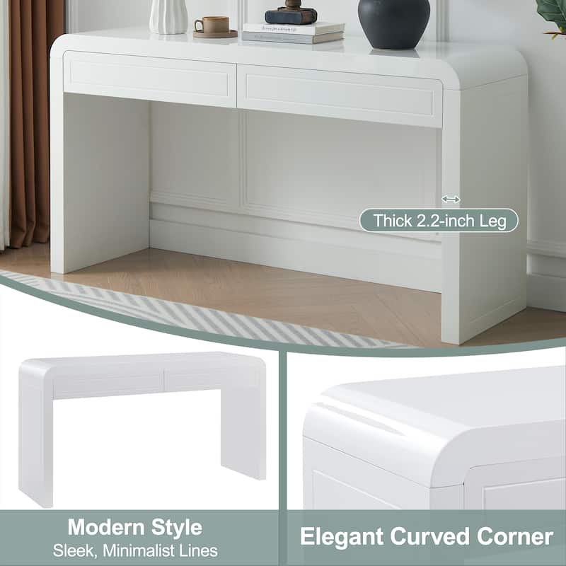 Christopher Knight Home - Varenne Curved MDF Console Table with Dual-Drawer Storage