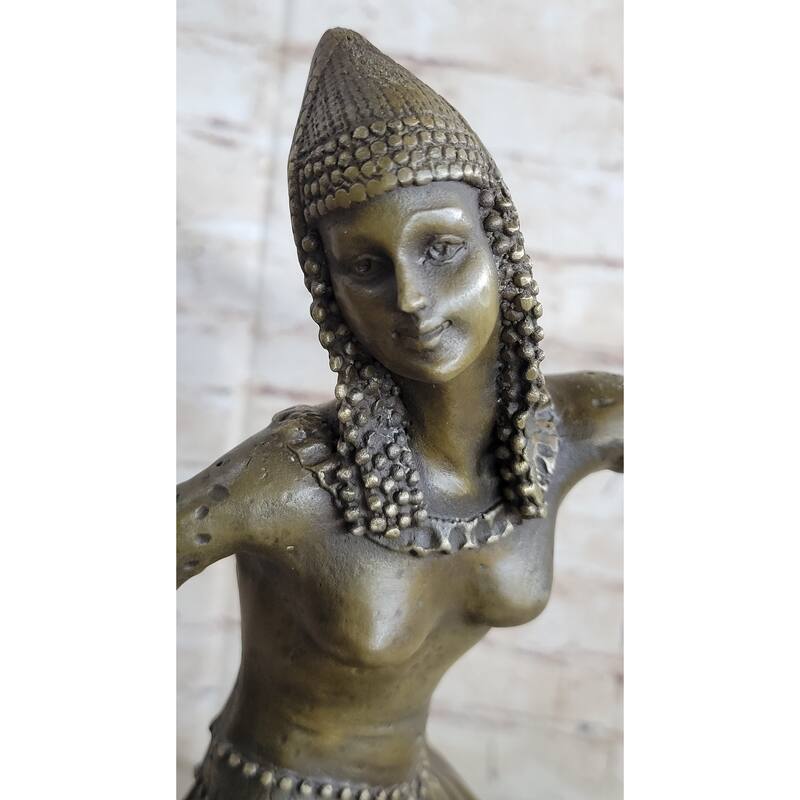 Bruno Zach Clic Captive Dancer Bronze Sculpture Art Nouveau Marble Base Gift