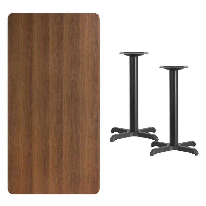 30'' x 60'' Rectangular Laminate Table Top with 22'' x 22'' Table Height Bases - 30"W x 60"D x 31.125"H - 30"W x 60"D x 31.125"H