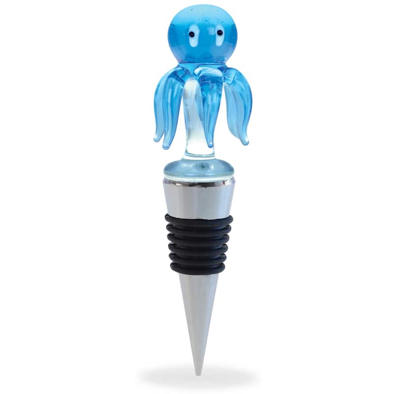 Cheers Octopus Glass Wine Stopper - Elegant Vacuum Seal Reusable - 1.5″Lx1.5″Wx4.75″H