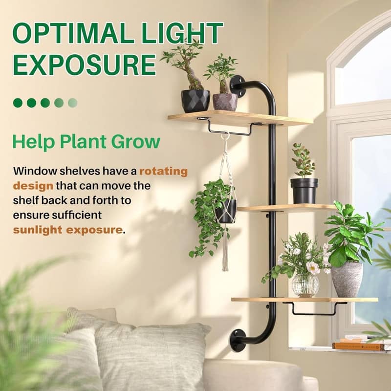 Window Plant Shelves, Rotating Plant Shelf for Window