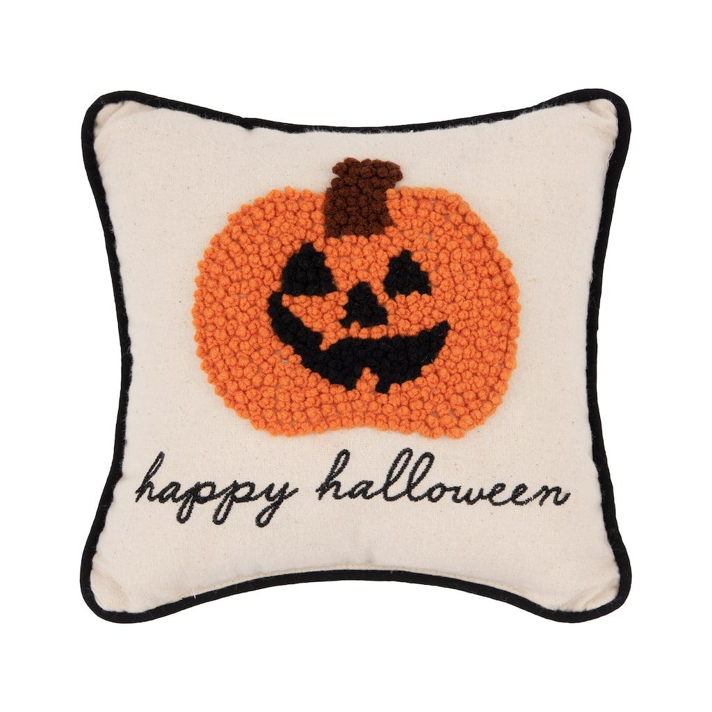 Pumpkin Happy Halloween French Knot Throw Pillow