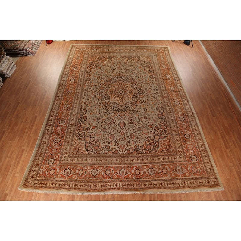 Antique Tabriz Haj Jalili Persian Rug Handmade Floral Wool Carpet - 13'5" x 18'9"