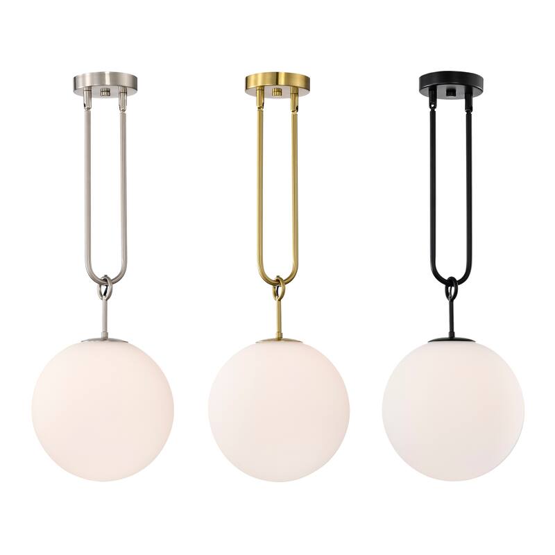 Moeder 1-Light Frosted Globe Pendant Ceiling Light with Metal Downrod