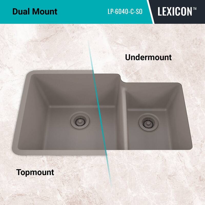 32 Inch Lexicon Platinum Quartz Composite Drop-in Undermount Galaxy Concrete - 19" W x 32" L x 9.75" H