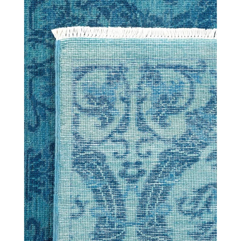 Overton Hand Knotted Wool Vintage Inspired Modern Contemporary Overdyed Blue Area Rug - 5' 1" x 7' 6"