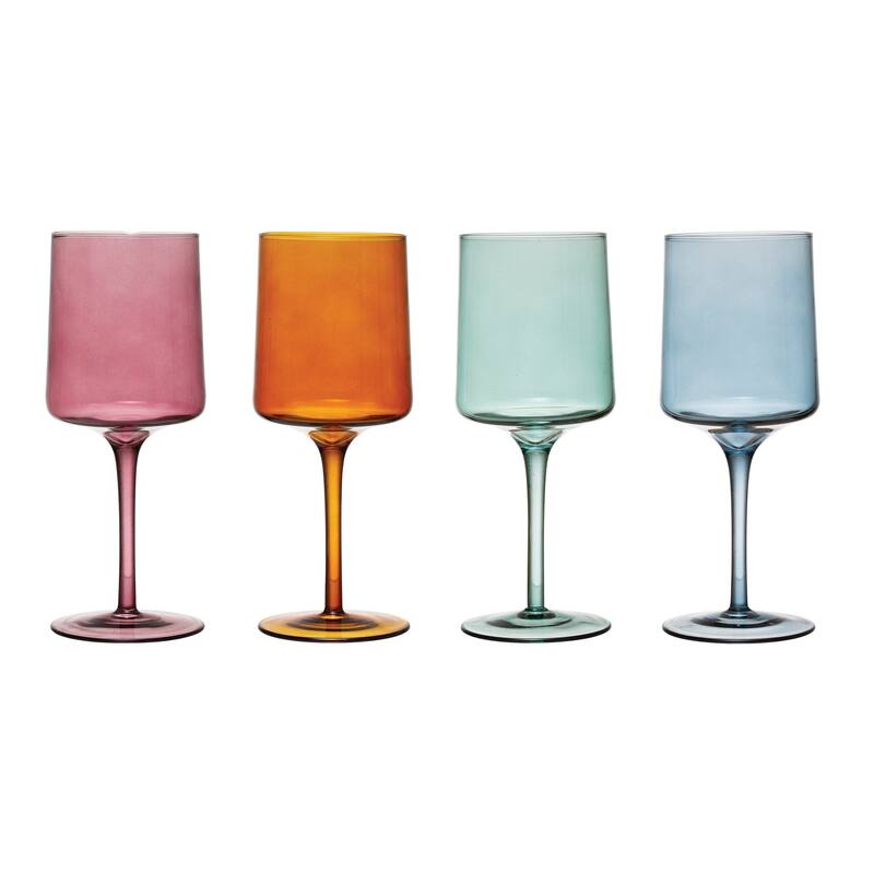 Wine Glasses - 3.3"L x 3.3"W x 8.0"H - Green