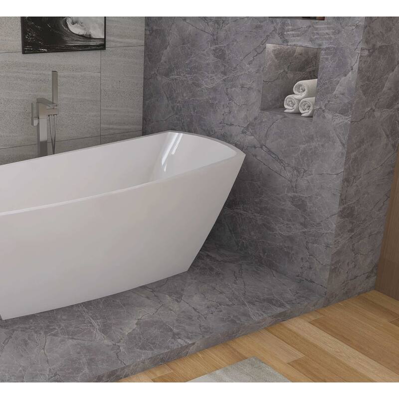 Peter Soaking Single Slipper Rectangular Bathtub in Glossy White