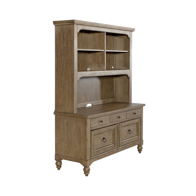 Americana Farmhouse Dusty Taupe Credenza and Hutch
