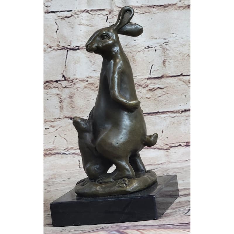 Easter Bunnies Imitative Rabbits Bunny Imitative Rabbit Holding Basket Of Eggs Bronze Sculpture Art