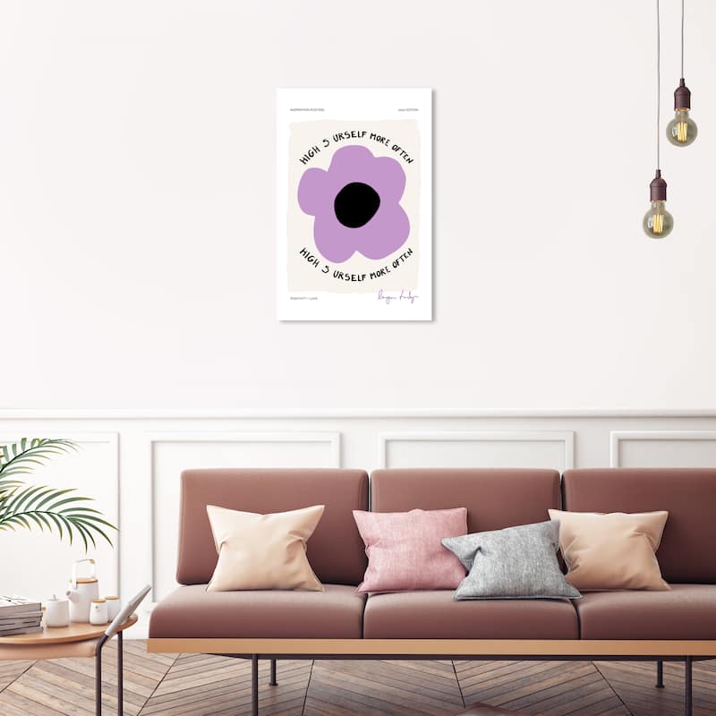 Wynwood Studio Canvas Typography and Quotes Hi 5 Yourself Purple and Light Purple Modern & Contemporary Wall Art Canvas Print - 20 x 30