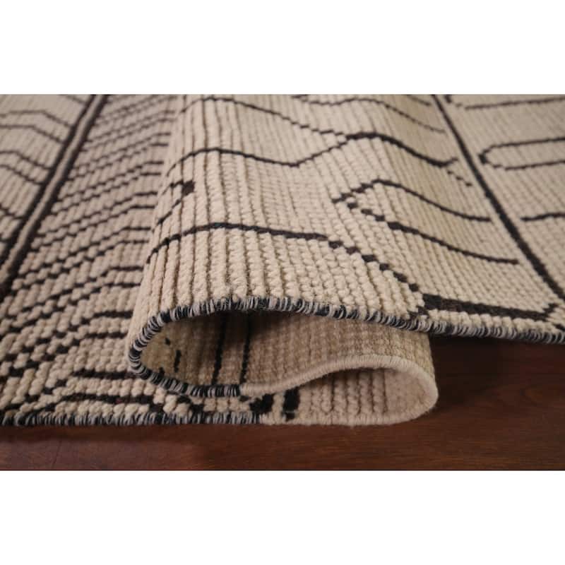 All-Over Geometric Moroccan Modern Area Rug Hand-Knotted Wool Carpet - 8'0"x 10'5"