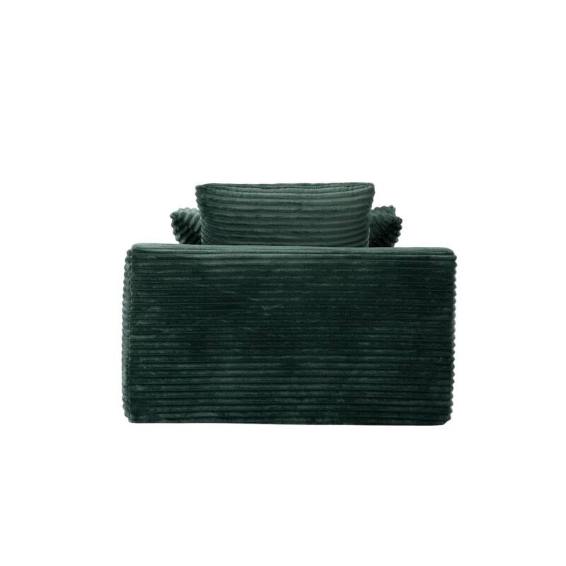 Oversized Chaise Lounge Chair, Modern Plush Corduroy Upholstered Sleeper Sofa Daybed, Green, No Assembly Required