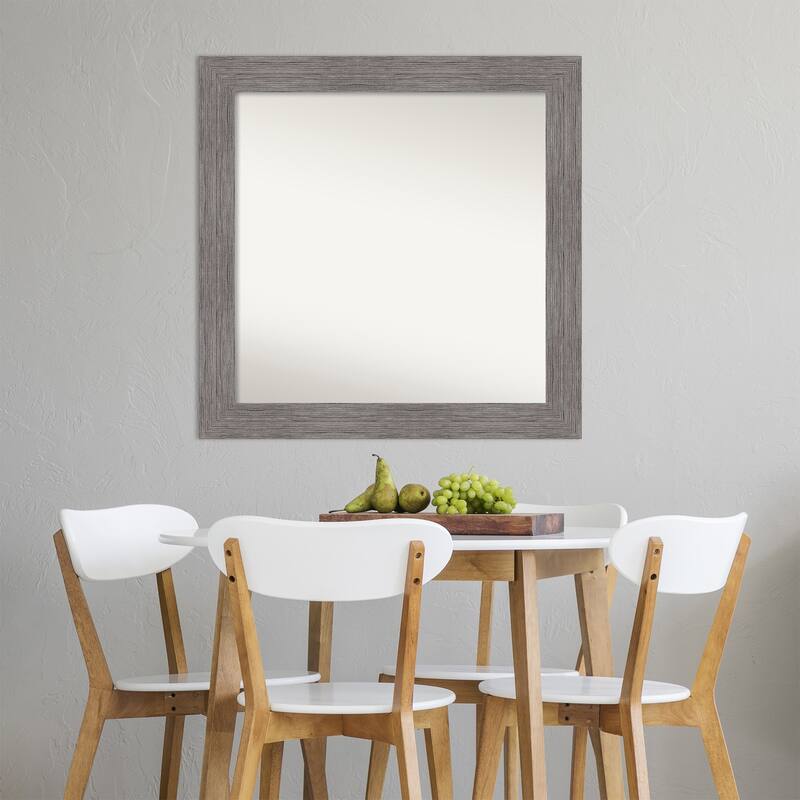 Non-Beveled Wall Mirror - Pinstripe Plank Grey Frame