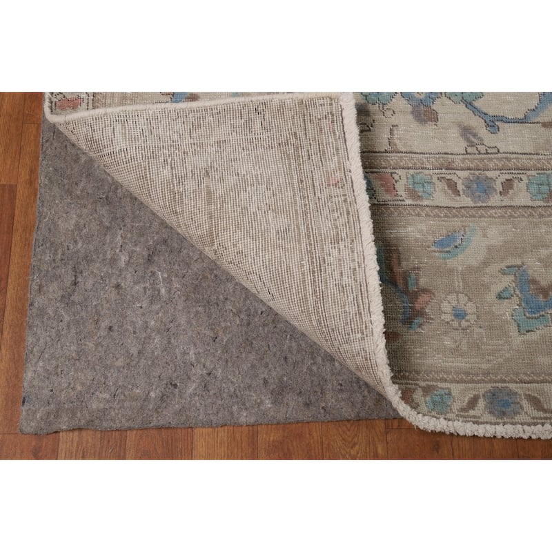 Traditional Tabriz Persian Rug Handmade Beige Wool Carpet - 9'2"x 12'4"