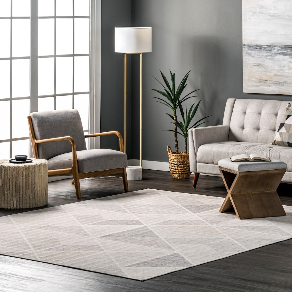 Nuloom Marielle SpinClean Diamond Tiles Machine Washable Area Rug