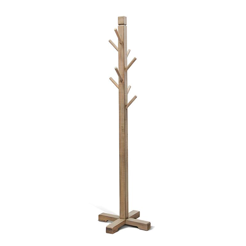 Rena Coat, Hat Tree Stand, 8 Wood Stems, 72 Inch Light Brown Mahogany