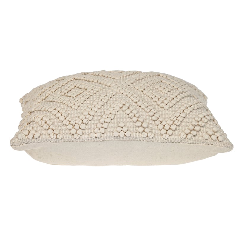 Handwoven Cross Hatch Square Cotton Throw Pillow - 20" - Cream
