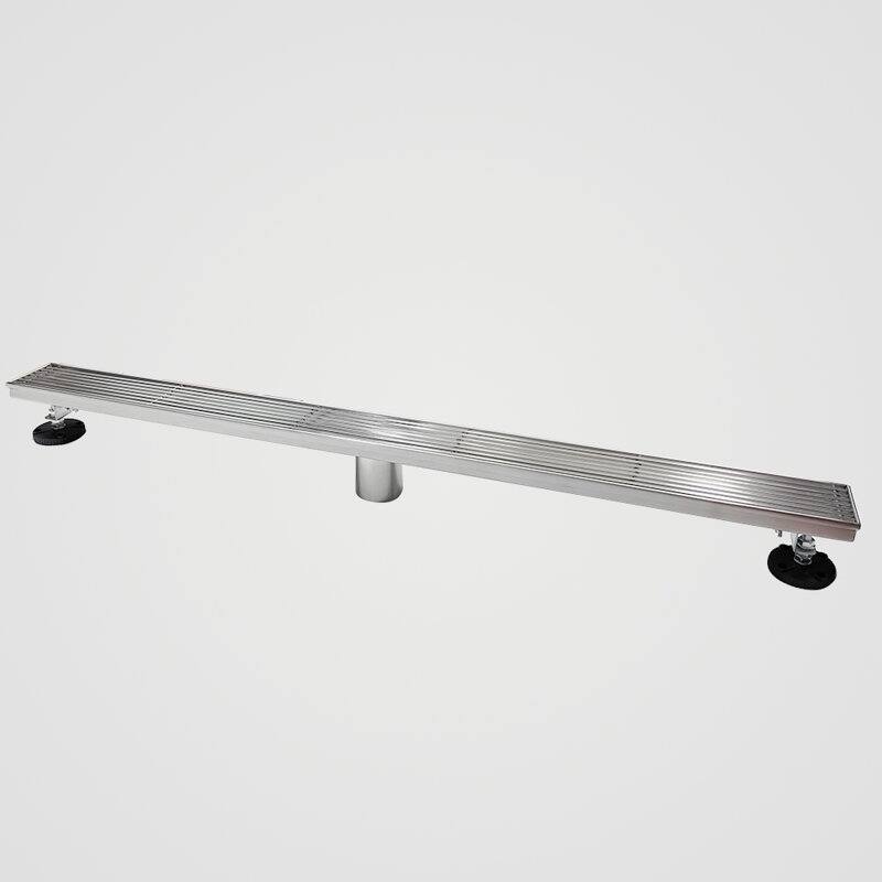 Oceanic Linear Shower Drain, Marine-grade 316 Stainless Steel, Grid Cover with Hair Strainer