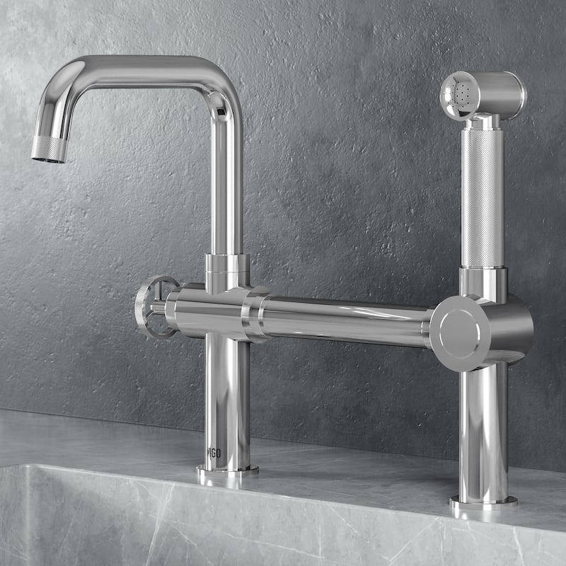 VIGO Cass 13" H Widespread Pull-Out Sprayer Kitchen Faucet