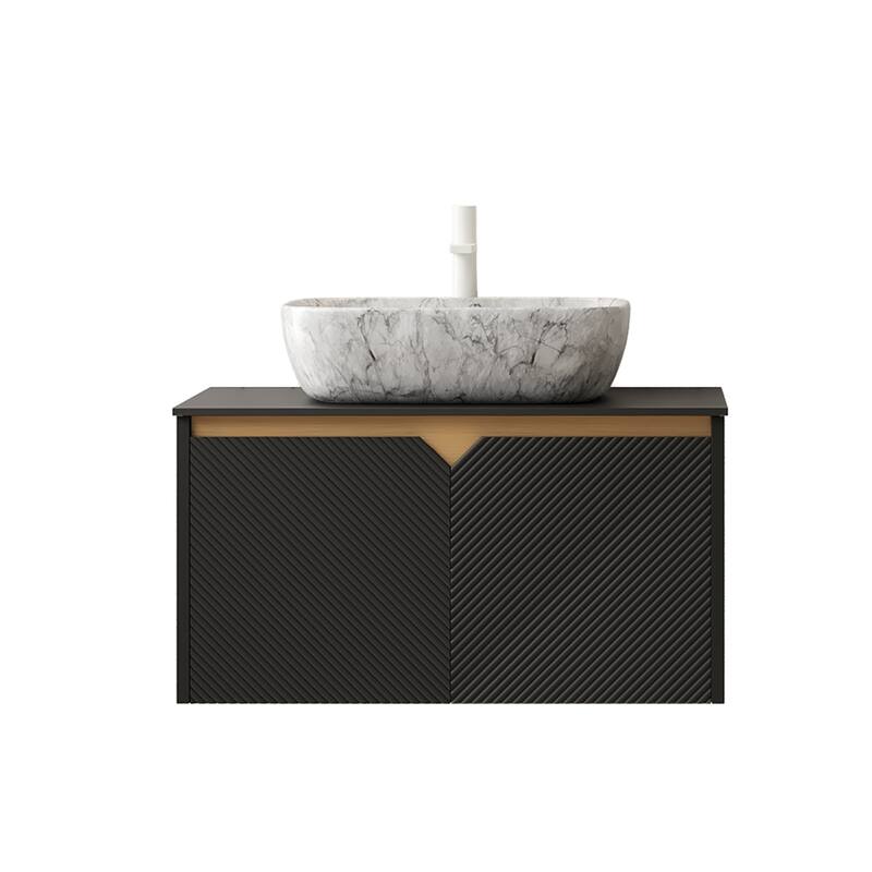 30" Bathroom Vanity with Vessel Sink, Wall-Mounted Floating Storage Cabinet with Double Doors