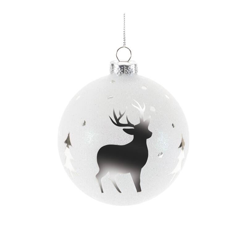 Glittered Glass Deer Ornament (Set of 6) - N/A