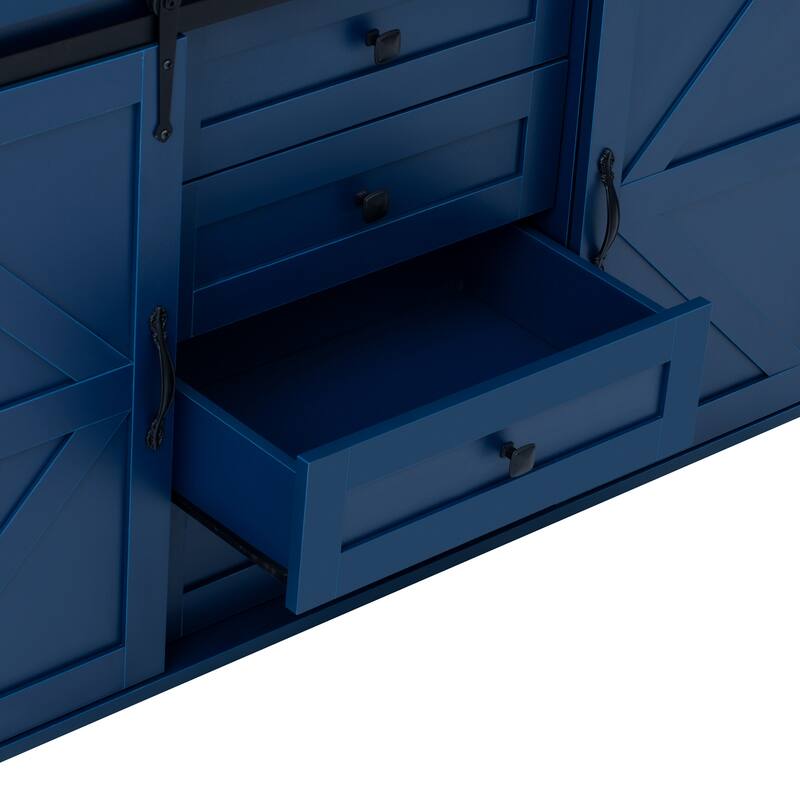 Unnie 55" Farmhouse Storage Cabinet with 4 Drawers and Power Outlet