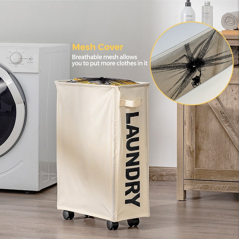 Gymax 21'' Slim Laundry Basket Hamper 10 Gallon Collapsible Waterproof