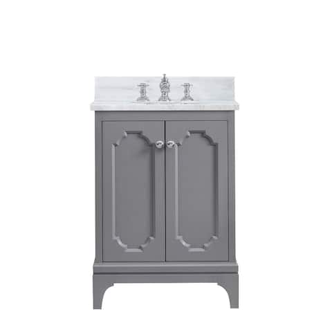 Queen Carrara White Marble Countertop Vanity with Faucet