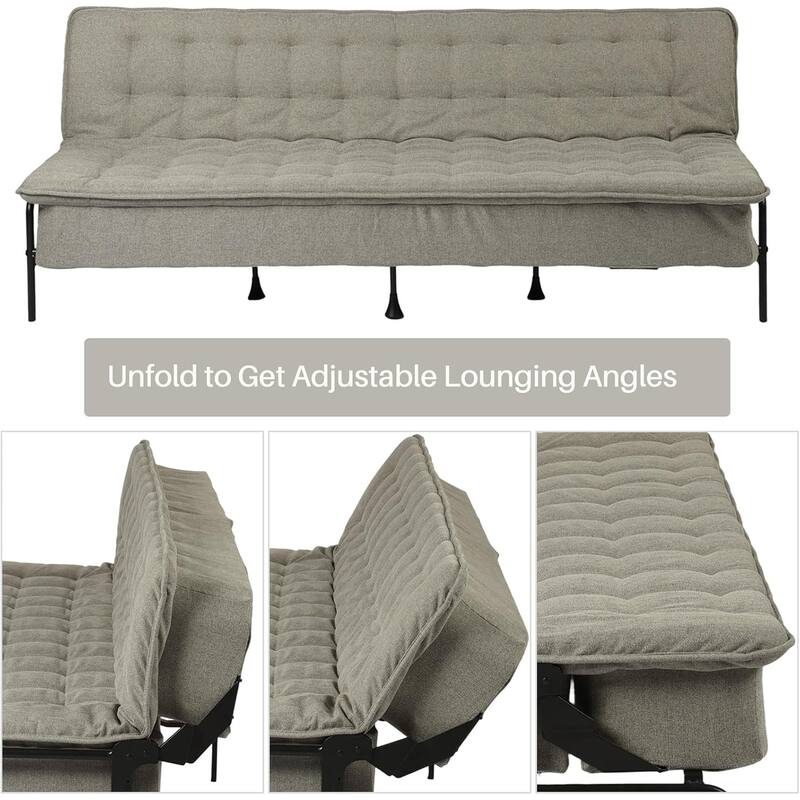 HOMYLIN Convertible Tufted Sofa Bed with Adjustable Back & Metal Frame