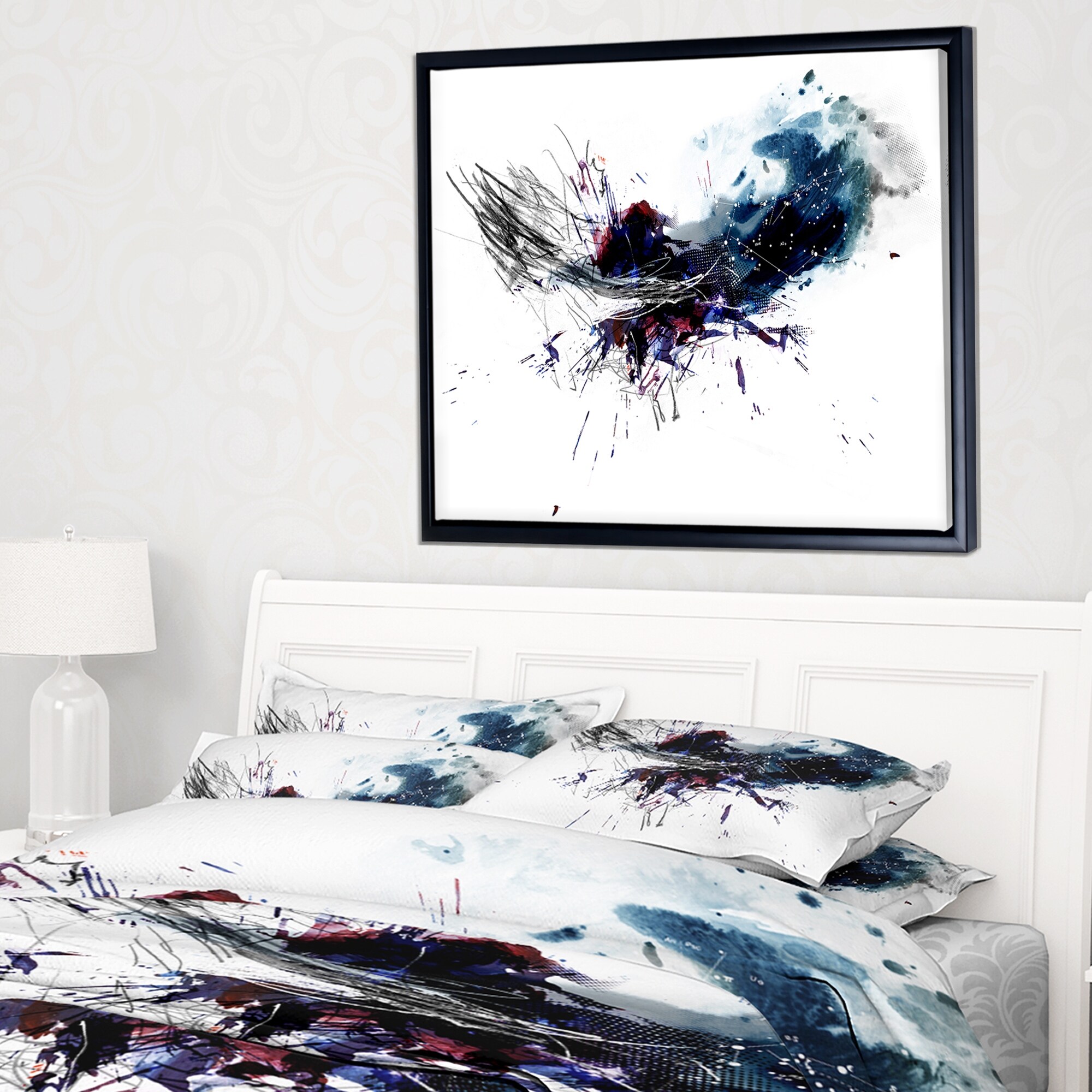 Designart Dark Blue Multicolor Stain Abstract Watercolor Canvas Print -  Bed Bath & Beyond - 11614857