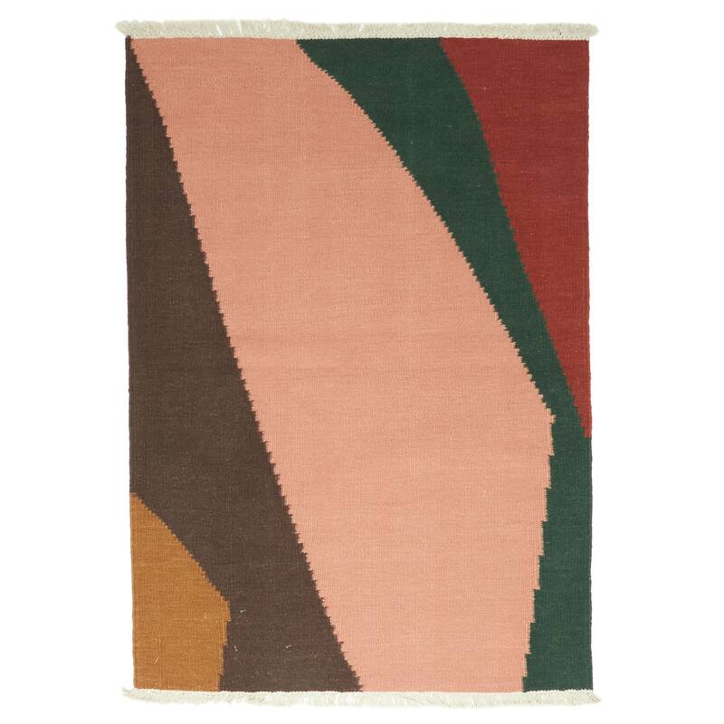 ECARPETGALLERY Flat-Weave Ankara FW Salmon Wool Kilim - 4'0 x 5'9