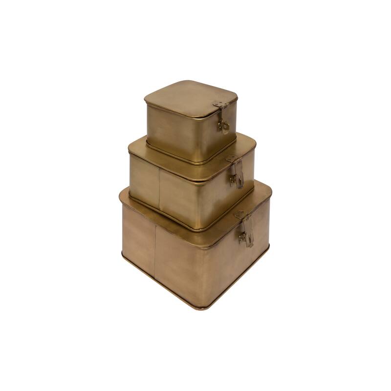 Decorative Metal Boxes with Lid, Set of 3