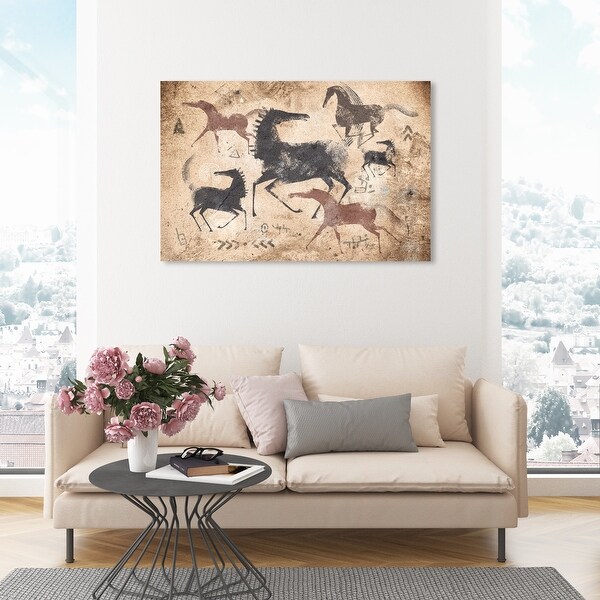 Oliver Gal 'Caveman Horse Drawing' Canvas Art Print - Bed Bath