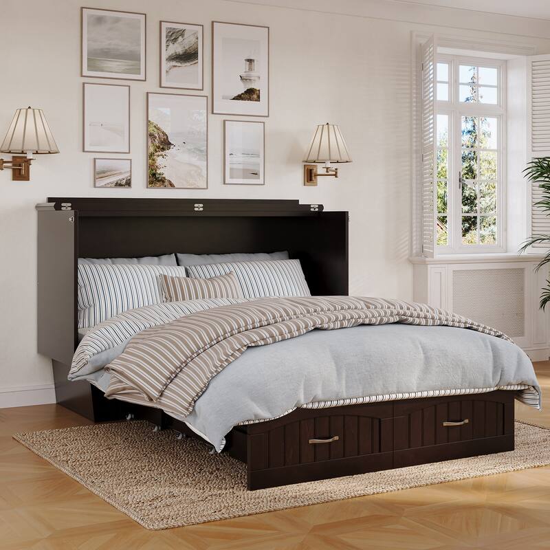 Nantucket Murphy Bed Chest with Mattress and Built-in Charging Station