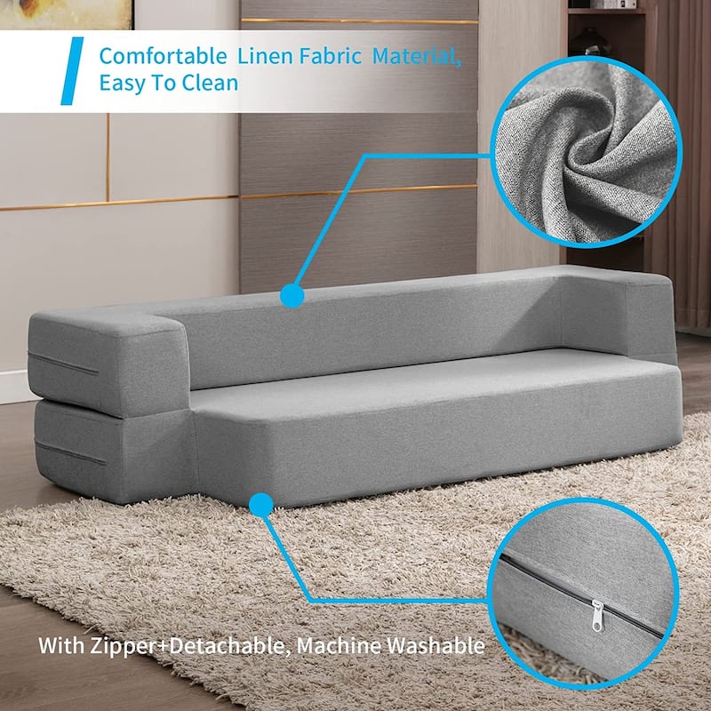 Mixoy Convertible Futon Sofa Bed, Foam Folding Mattress Sleeper Bed